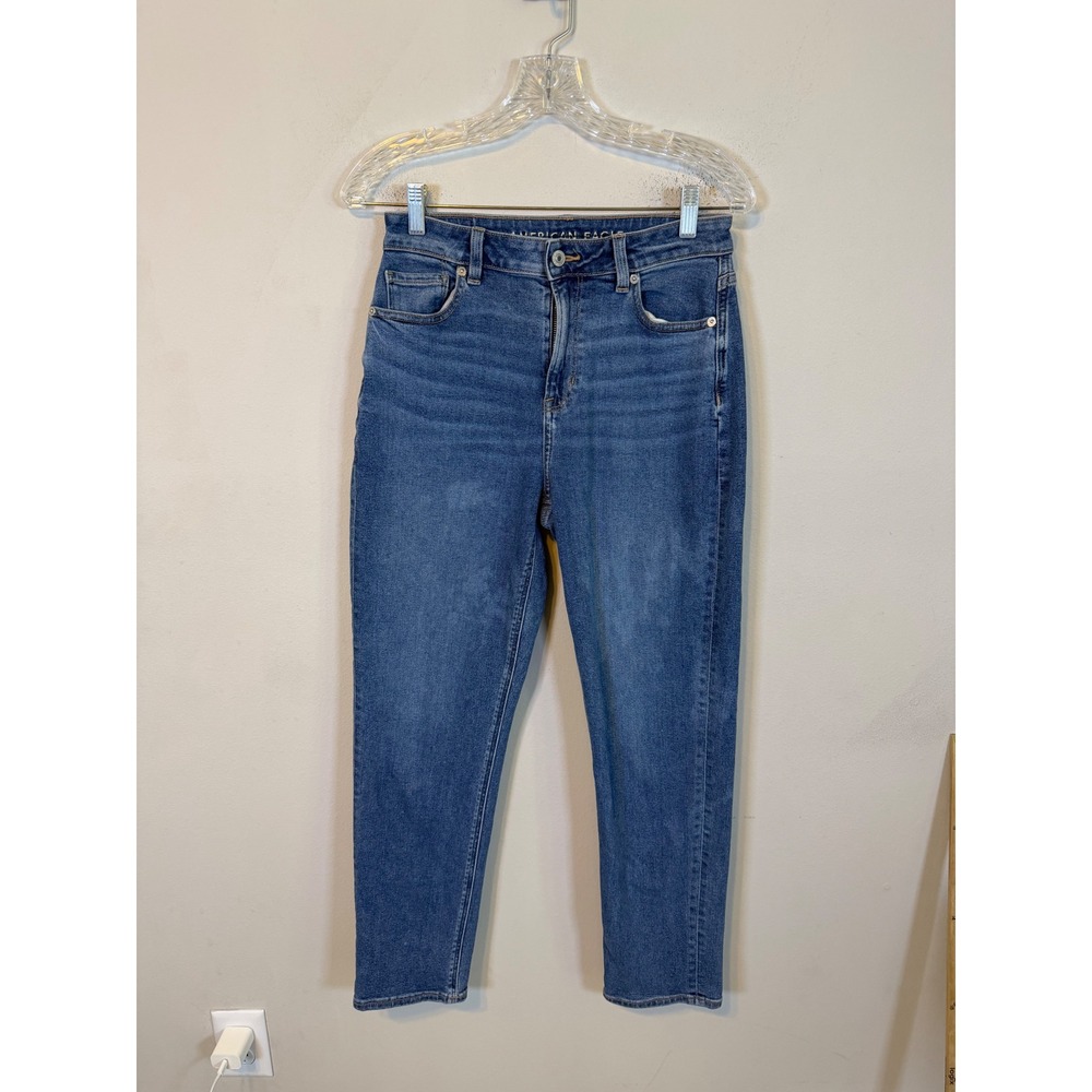 American Eagle Womens Mom Jean High Waisted Stretch Medium Wash Blue Size 4 Reg
